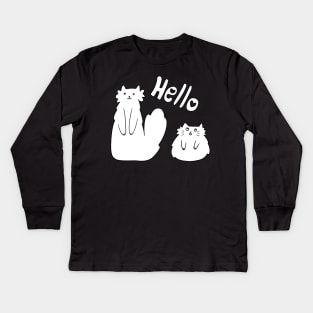 "Hello" Kitties Kids Long Sleeve T-Shirt